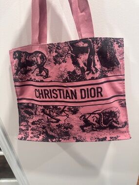 Christian Dior Pink Toile Canvas Tote